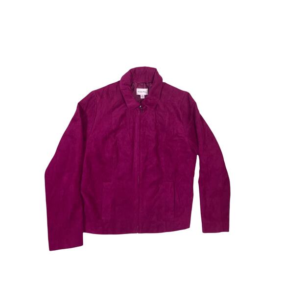 Studio Works Jackets & Blazers - Vintage 90s Pink Suede Zip Up Jacket Studioworks Size 12 Petite
